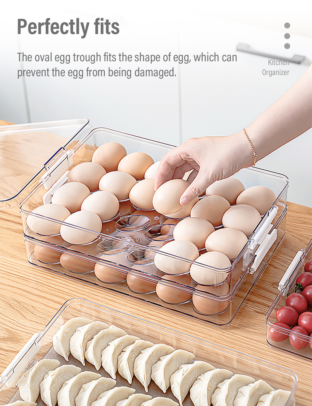 Multi-purpose Stackable Fridge Egg Organizer-2